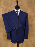 1960s 1970s Vintage Tailored Navy Blue Rope-Stripe Suit 42R