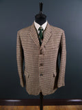 1950s 1960s Vintage Heavyweight Cream / Red & Black Check Harris Tweed Jacket 42S