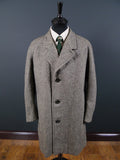 1950s Vintage Grey H/B Harris Tweed Coat w/ Tartan Linings 42-44S