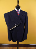 1960s Tailored Navy Blue Rope-Stripe 3-Button Worsted Suit 36