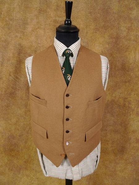 1950s 1960s Vintage Brown Doeskin Wool Country Waistcoat 41
