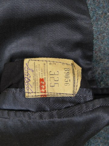 1940s CC41 Heavyweight Lovat Blue Laird Tweed Raglan Overcoat 44L