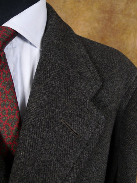 1940s Vintage Heavyweight Crombie Wool Grey Overcoat w/ Belt 42-44R