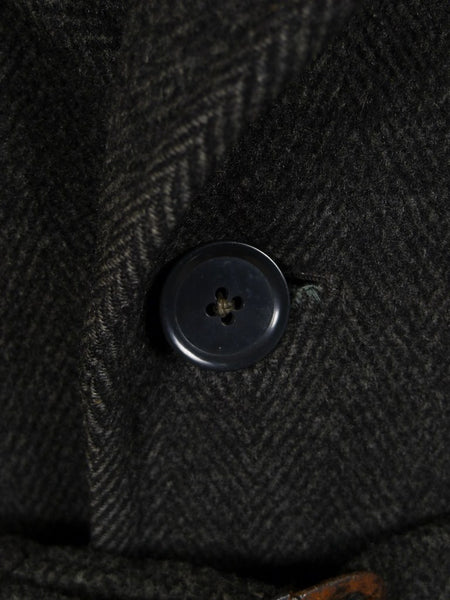 1940s Vintage Heavyweight Crombie Wool Grey Overcoat w/ Belt 42-44R