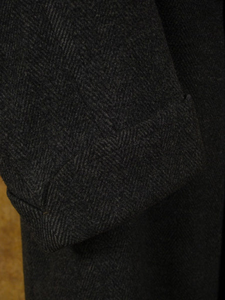 1940s Vintage Heavyweight Crombie Wool Grey Overcoat w/ Belt 42-44R