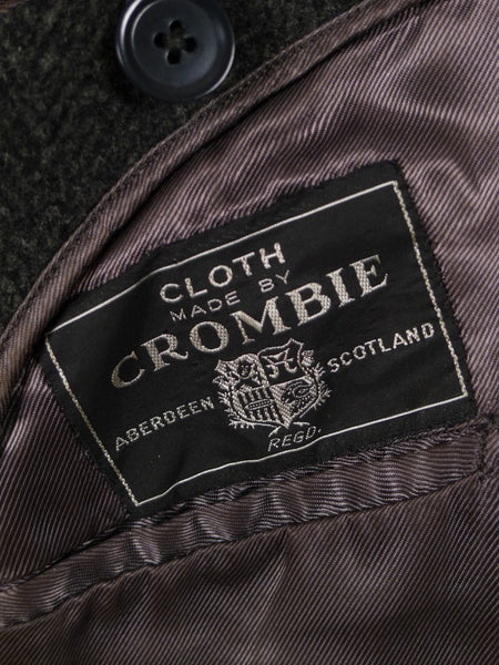 1940s Vintage Heavyweight Crombie Wool Grey Overcoat w/ Belt 42-44R