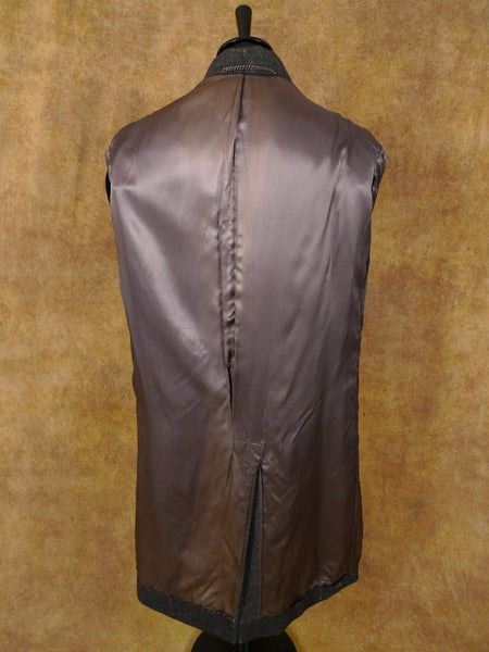 1940s Vintage Heavyweight Crombie Wool Grey Overcoat w/ Belt 42-44R