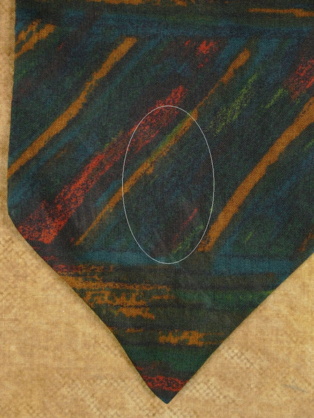 1950s 1960s Vintage Green / Black & Blue Rayon Cravat