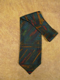 1950s 1960s Vintage Green / Black & Blue Rayon Cravat