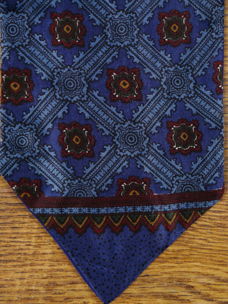 1950s 1960s Vintage Blue / Red Pattern Rayon Cravat