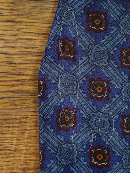 1950s 1960s Vintage Blue / Red Pattern Rayon Cravat