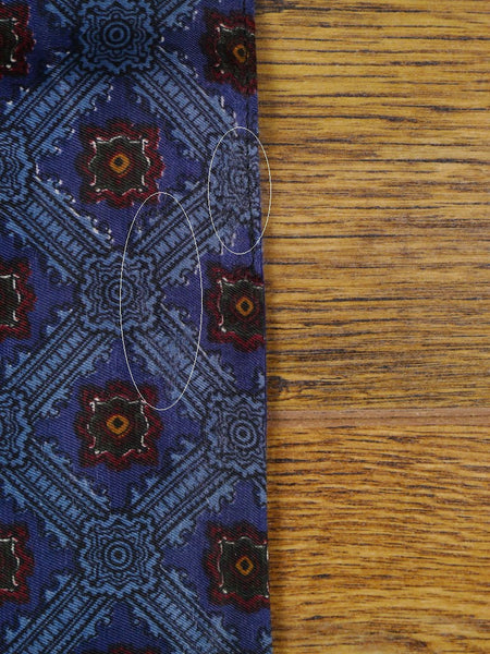 1950s 1960s Vintage Blue / Red Pattern Rayon Cravat