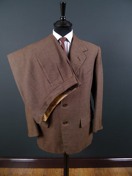 1951 Anderson & Sheppard Savile Row Bespoke Brown 3-Piece Suit 40S
