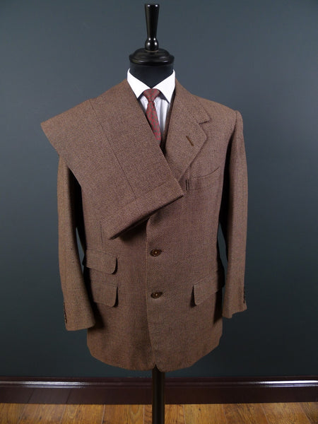 1951 Anderson & Sheppard Savile Row Bespoke Brown 3-Piece Suit 40S
