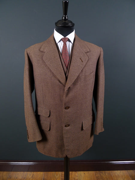 1951 Anderson & Sheppard Savile Row Bespoke Brown 3-Piece Suit 40S