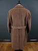 1940s 1950s Vintage Brown Heavyweight Elysian Wool D/B Overcoat w/ Belt 44R