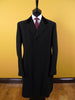 1949 Huntsman & Sons Savile Row Bespoke Black Heavyweight Overcoat w/ Silk-Velvet Collar 44L