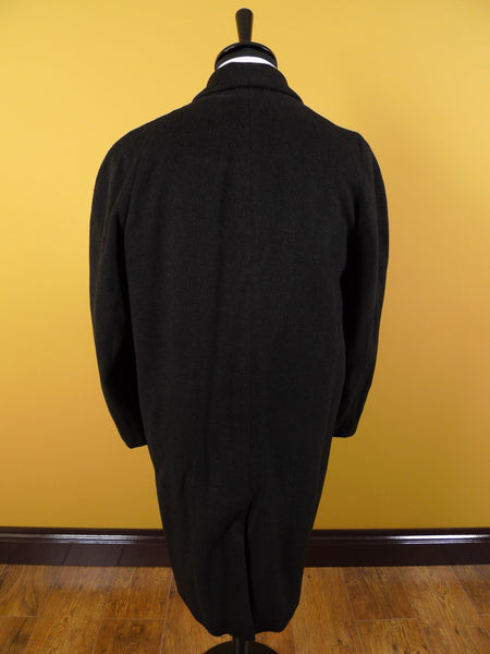 1960s Crombie Heavyweight Charcoal Grey Raglan Overcoat 44-46