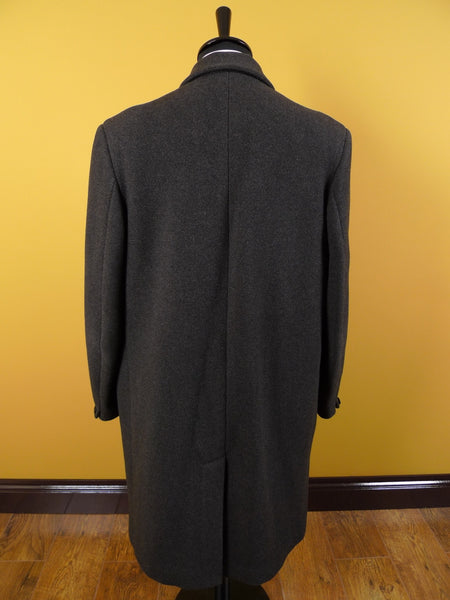 1950s 1960s Heavyweight Vintage Grey Wool Overcoat Coat 42-44L