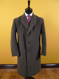 1950s 1960s Vintage Grey Glen-Check Wool Overcoat 40S