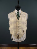 1930s 1940s Vintage Cream / Grey & Black Tattersall Check Country Waistcoat 42