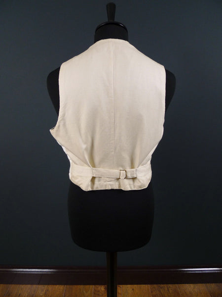 1930s 1940s Vintage Savile Row Bespoke Cream / Black Stripe Waistcoat 44S Public School?