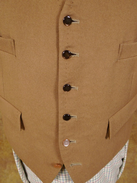 1950s 1960s Vintage Brown Doeskin Wool Country Waistcoat 41