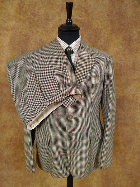 1940S 1950S Vintage Tailored 3-Piece Shephards Check Tweed Suit 37R
