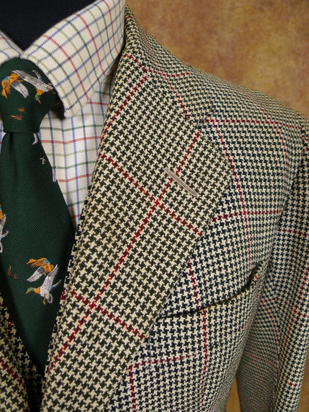 1940S 1950S Vintage Tailored 3-Piece Shephards Check Tweed Suit 37R