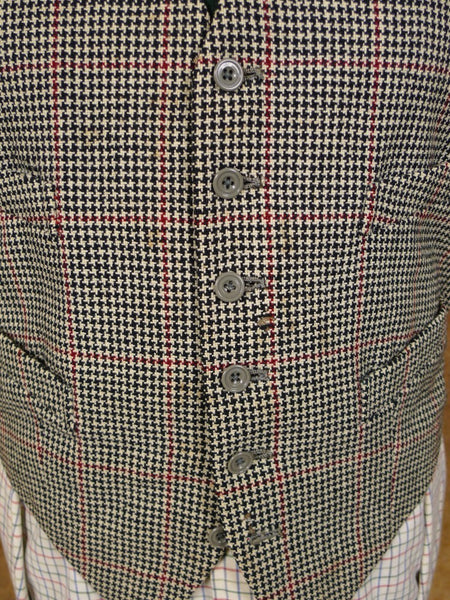 1940S 1950S Vintage Tailored 3-Piece Shephards Check Tweed Suit 37R