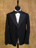 1930s 1940s S/B Peak Lapel Black Doeskin Wool Dinner Jacket DJ 38R
