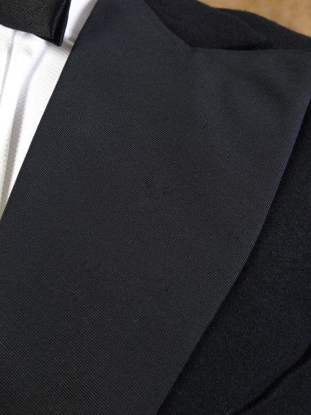 1930s 1940s S/B Peak Lapel Black Doeskin Wool Dinner Jacket DJ 38R