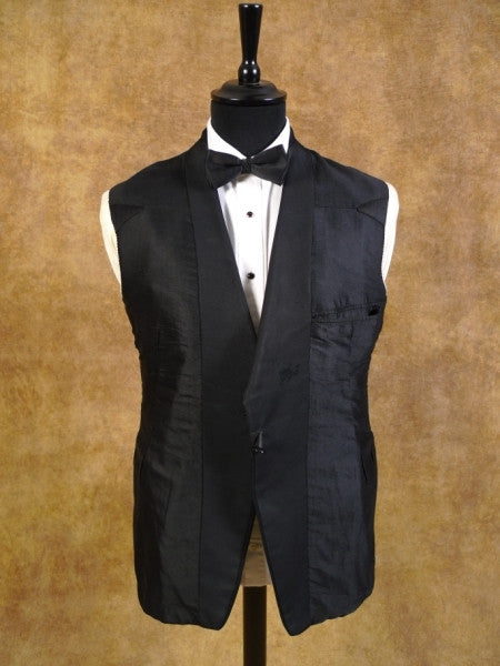 1930s 1940s S/B Peak Lapel Black Doeskin Wool Dinner Jacket DJ 38R