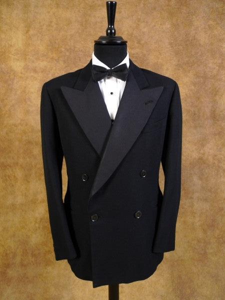 1954 London W1 Bespoke Black Barathea Wool D/B Dinner Jacket 40R