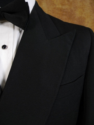 1950s 1960s Vintage Black Barathea Wool D/B Dinner Suit 38R