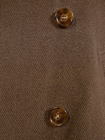 1940s 1950s Vintage Brown Heavyweight Elysian Wool D/B Overcoat w/ Belt 44R