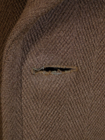 1940s 1950s Vintage Brown Heavyweight Elysian Wool D/B Overcoat w/ Belt 44R