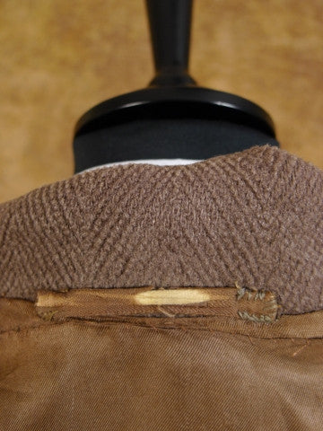 1940s 1950s Vintage Brown Heavyweight Elysian Wool D/B Overcoat w/ Belt 44R