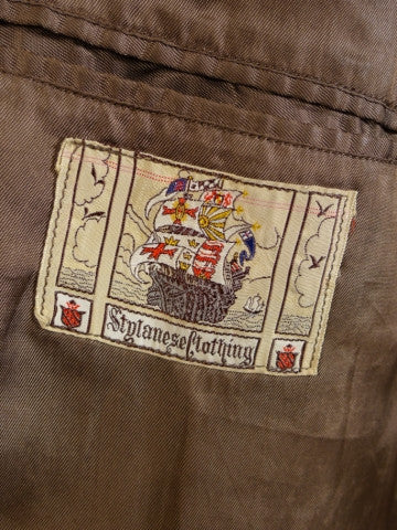 1940s 1950s Vintage Brown Heavyweight Elysian Wool D/B Overcoat w/ Belt 44R