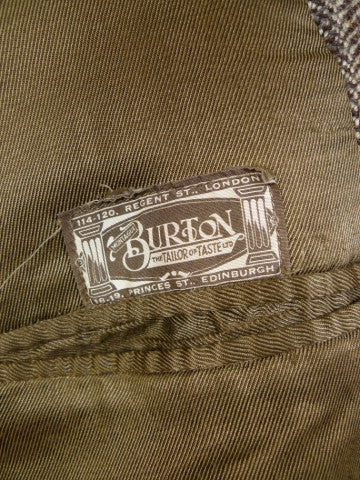 1940s Vintage Heavyweight Brown Tweed Full-Length D/B Belted Coat 42L