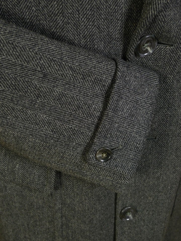 1950s 1960s Heavyweight Grey H/Bone Overcoat 40R