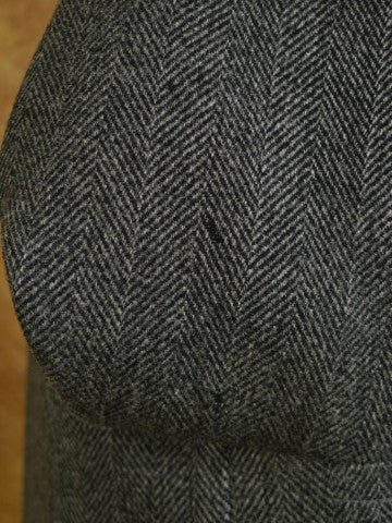 1950s 1960s Heavyweight Grey H/Bone Overcoat 40R