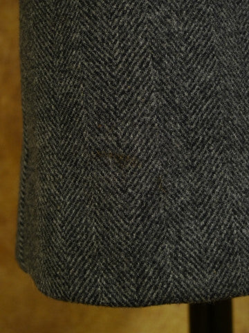 1950s 1960s Heavyweight Grey H/Bone Overcoat 40R