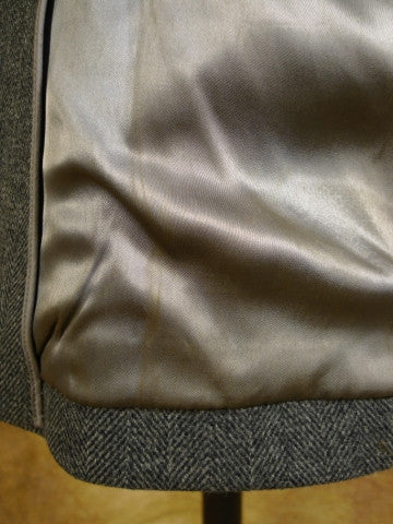 1950s 1960s Heavyweight Grey H/Bone Overcoat 40R