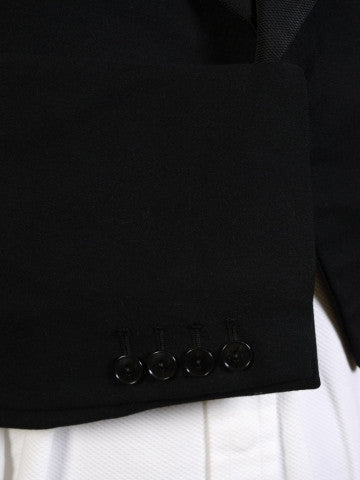 1950s Forsyth Edinburgh Black Barathea Wool Evening Tailcoat 36L