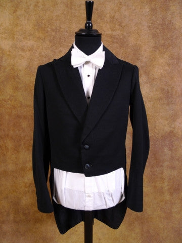 1910s 1920s Very Vintage Black Wool Evening Tailcoat 35L 49.16