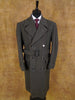 1940s Vintage Heavyweight Grey Wool Full-Length D/B Overcoat w/ Original Belt 40R