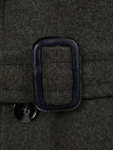 1940s Vintage Heavyweight Grey Wool Full-Length D/B Overcoat w/ Original Belt 40R