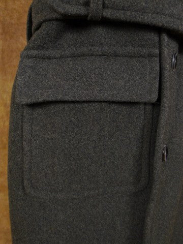 1940s Vintage Heavyweight Grey Wool Full-Length D/B Overcoat w/ Original Belt 40R