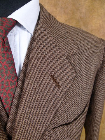 1951 Anderson & Sheppard Savile Row Bespoke Brown 3-Piece Suit 40S